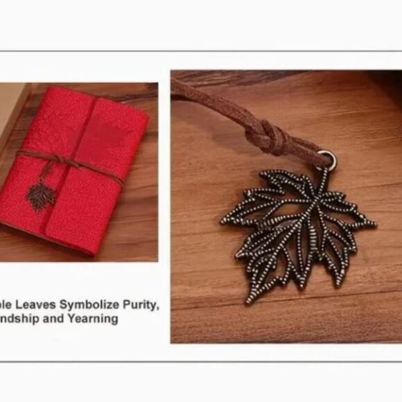 Brown Maple Leaf Diary Notebook Notepad Ledger - Picture 6 of 8